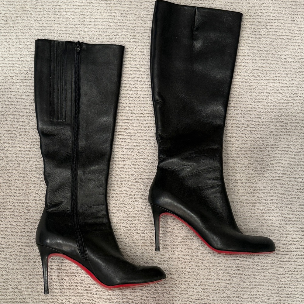 Christian Louboutin Black and Red Heeled Boots